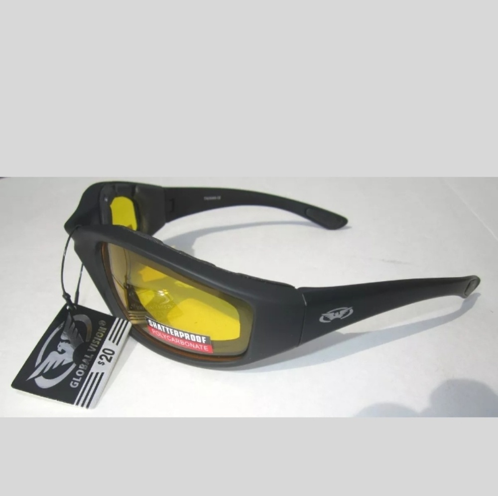 Padded yellow motorcycle glasses weekend warrior